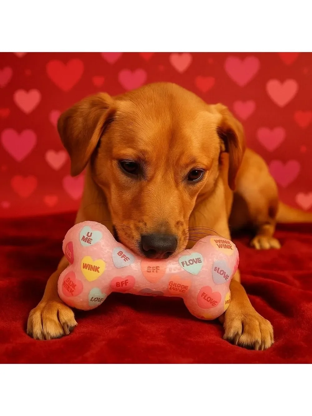 European Home Designs Squeaky Bone Dog Toy Rose Scented